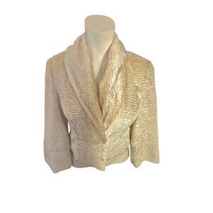 Mac & Jac Vintage Y2K Faux Fur Coat Persian Lamb Style Cropped Jacket Ivory Sz 4